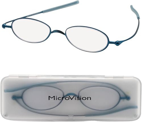 Microvision Optical Flat Fold Ion Reading Glasses With Patented Rolling Hinge Technology and Compact Case For Women and Men