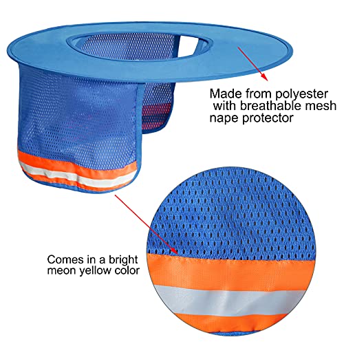 Topbuti 3 Pack Hard Hat Sun Shield Full Brim Mesh Hats Neck Sunshade, High Visibility Neck Sunshield W/Reflective Stripe For Hardhats (Blue) #TOP3