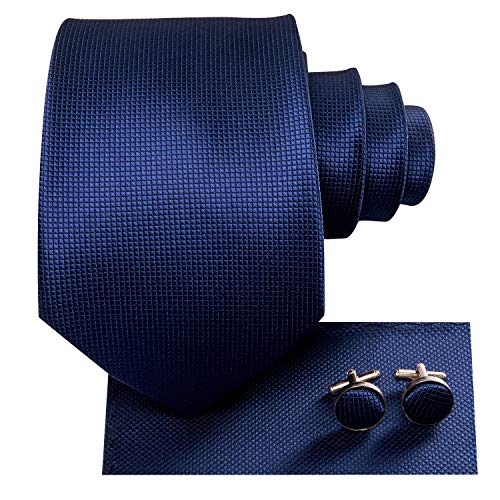 Image of Hi-Tie Father and Son Tie Set Striped Plaid Ties for Men and Boys Silk Necktie Pocket Square Set for Wedding Gifts