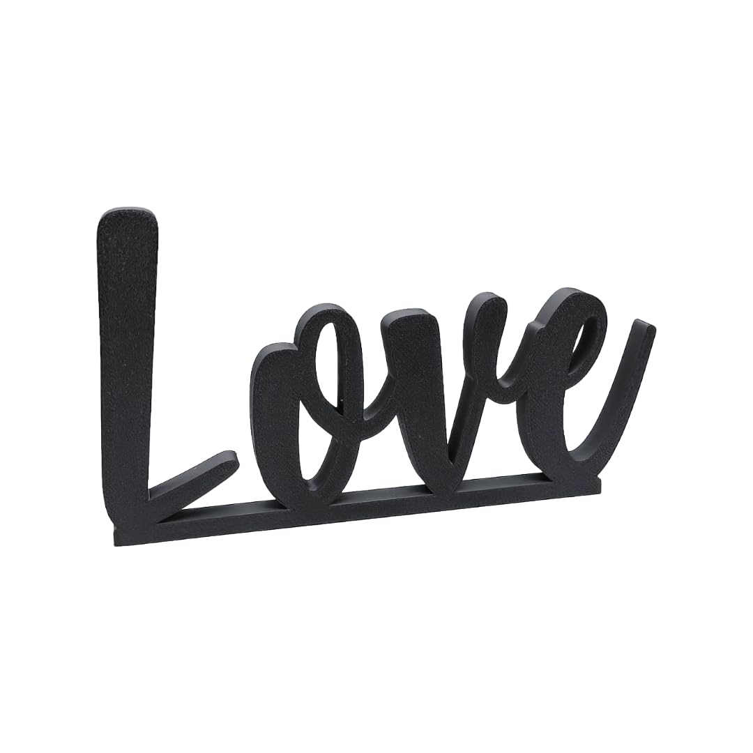 SIGNKRAFT3D Love Freestanding Sign – Textured Tabletop Home Décor Word Ornament, Eco-Friendly Shelf Display in Black or White (Black, Medium (23CM))