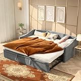 【Copertura in velluto di alta qualità per un caloroso comfort】 Divano letto con slats estensibili, rivestito in elegante velluto grigio, che si sente piacevolmente morbido al tatto ed è noto per la sua eccellente traspirabilità. Il tessuto di alta qualità garantisce una piacevole sensazione sulla pelle e un clima equilibrato durante il sonno.