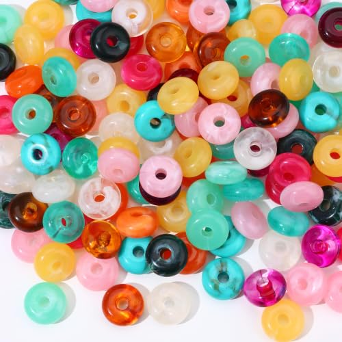 CASDAN 100Pcs Acrylic Abacus Beads with Golden Spacer for Jewelry Making