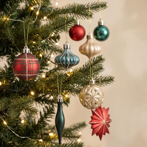 Valery Madelyn Weihnachtskugeln 70 Stück Kunststoff Christbaumkugeln,Christbaumschmuck hängend Glänzend Glitzernd Matt… – Ansicht 4