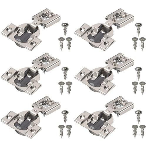Blum Compact BLUMOTION Hinge (3 Kits), 1/2" Overlay, 105° Opening Angle, Steel, Integrated Soft-Close Hinges for Face Frame Cabinets