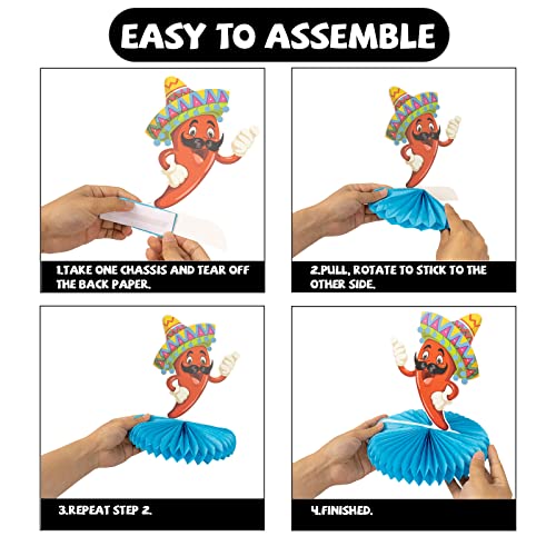 12Pcs Cinco De Mayo Decorations Fiesta Honeycomb - 8 Inches Colorful Paper Mexican Table Centerpiece Decorations For Mexican Fiesta Cinco De Mayo Taco Bar Party Supplies Favors #TOP5