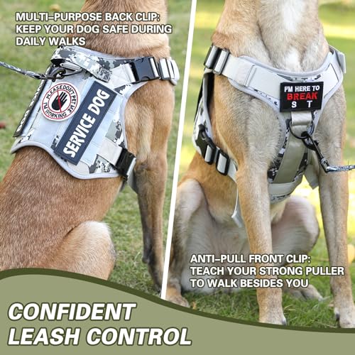 Belababy Tactical Anti Pull Dog Harness Small Medium Large, Adjustable Front Clip Service Dog Vest with Handle - Image 3