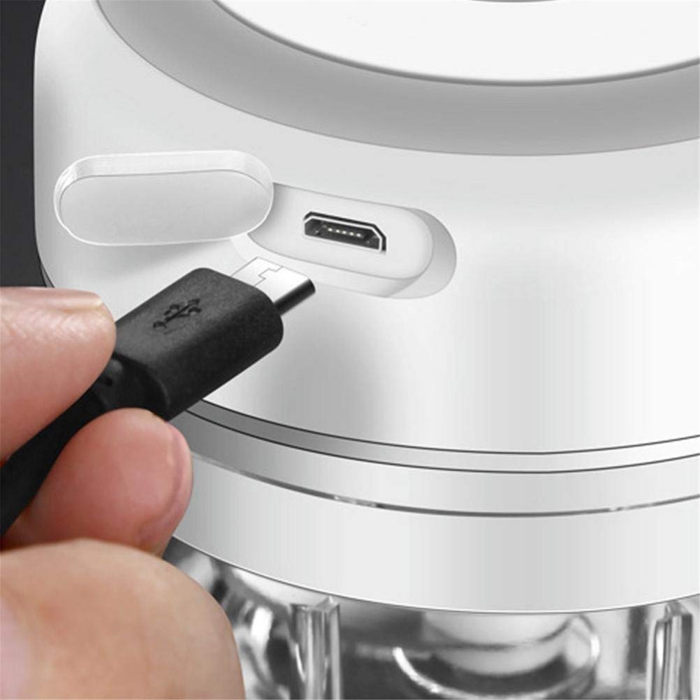 Mini picador de ajo eléctrico, picador eléctrico de verduras, picador de alimentos portátil USB, procesador de alimentos, procesador de alimentos pequeño para verduras, frutas, carne (250 ml)