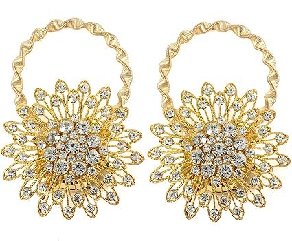 Image of PINKPARI (Label) Magnetic Creative Diamond Curtain Tiebacks, 2 Pcs. Spring Tie Back, Decorative for Home, Office, Hotel (Double Round Diamond, 399)