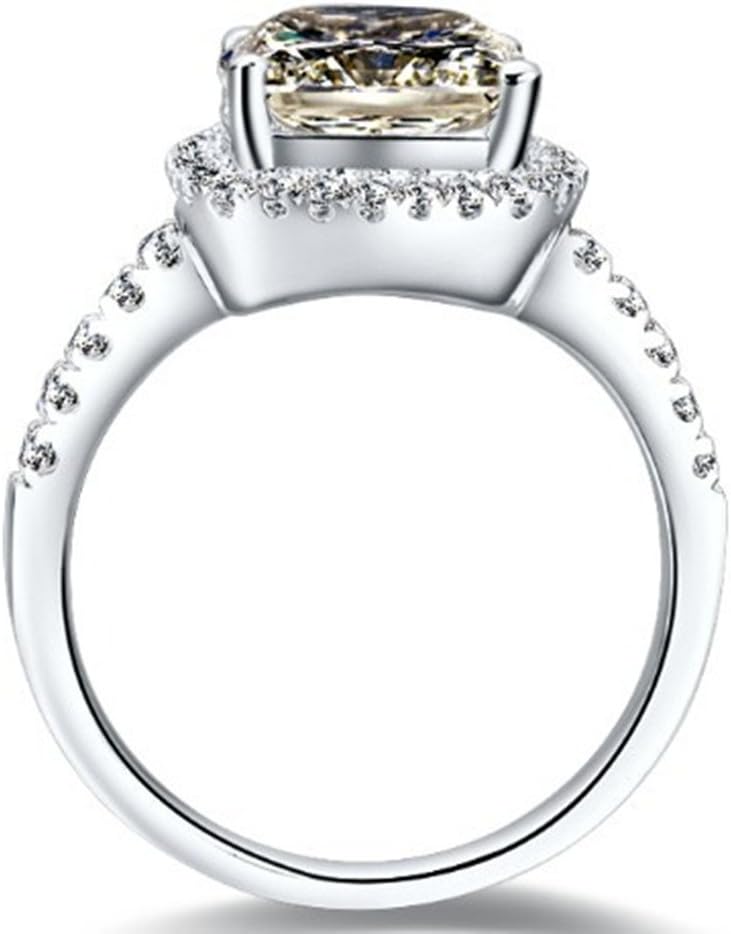 THREE MAN Sterling Silver 2CT Cushion Engagement Ring 0.55CT Infinity Band NSCD Simulated Diamond Rings Set for Women
