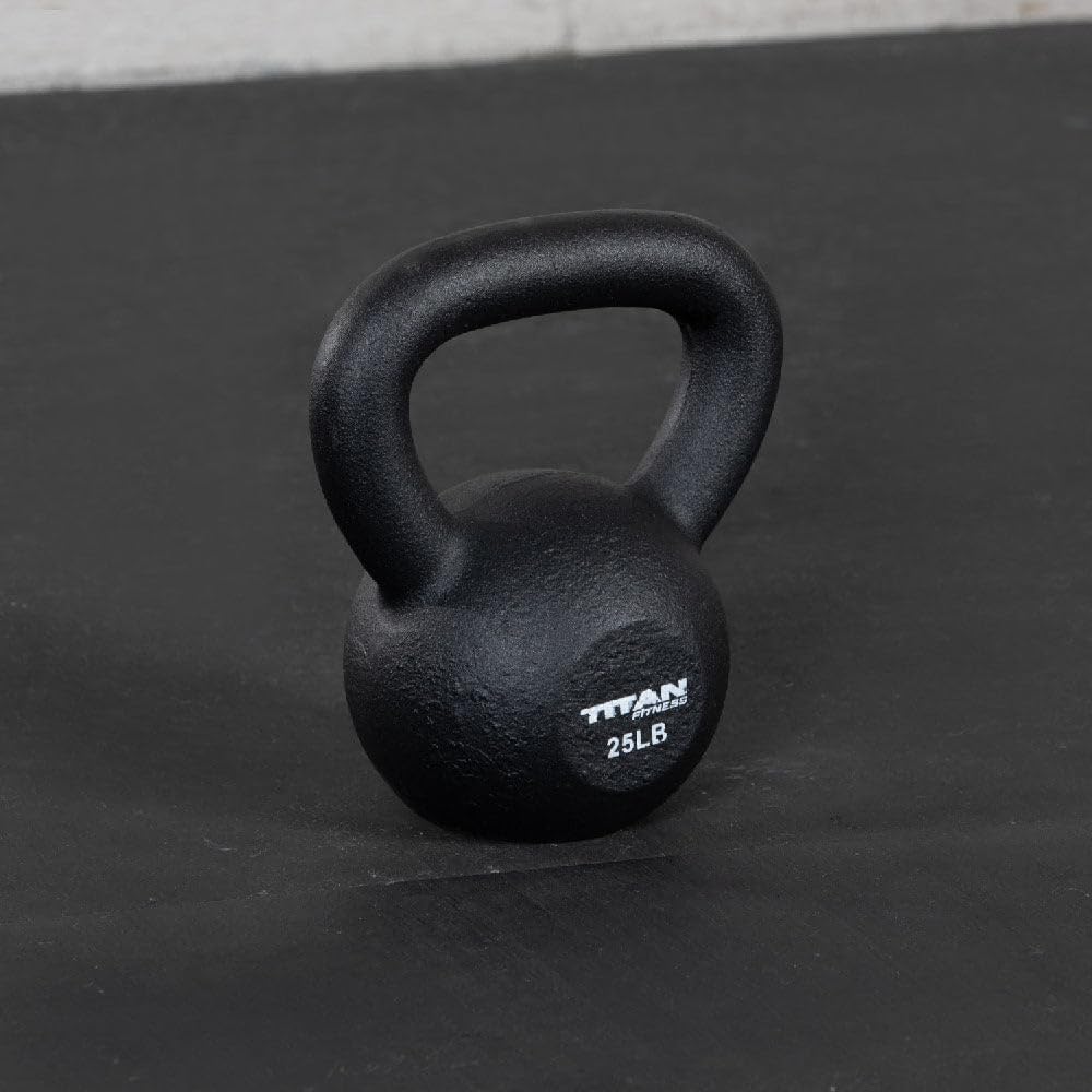 Titan Fitness 25 LB Cast Iron Kettlebell, Single Piece Casting, LB Markings, Full Body Workout