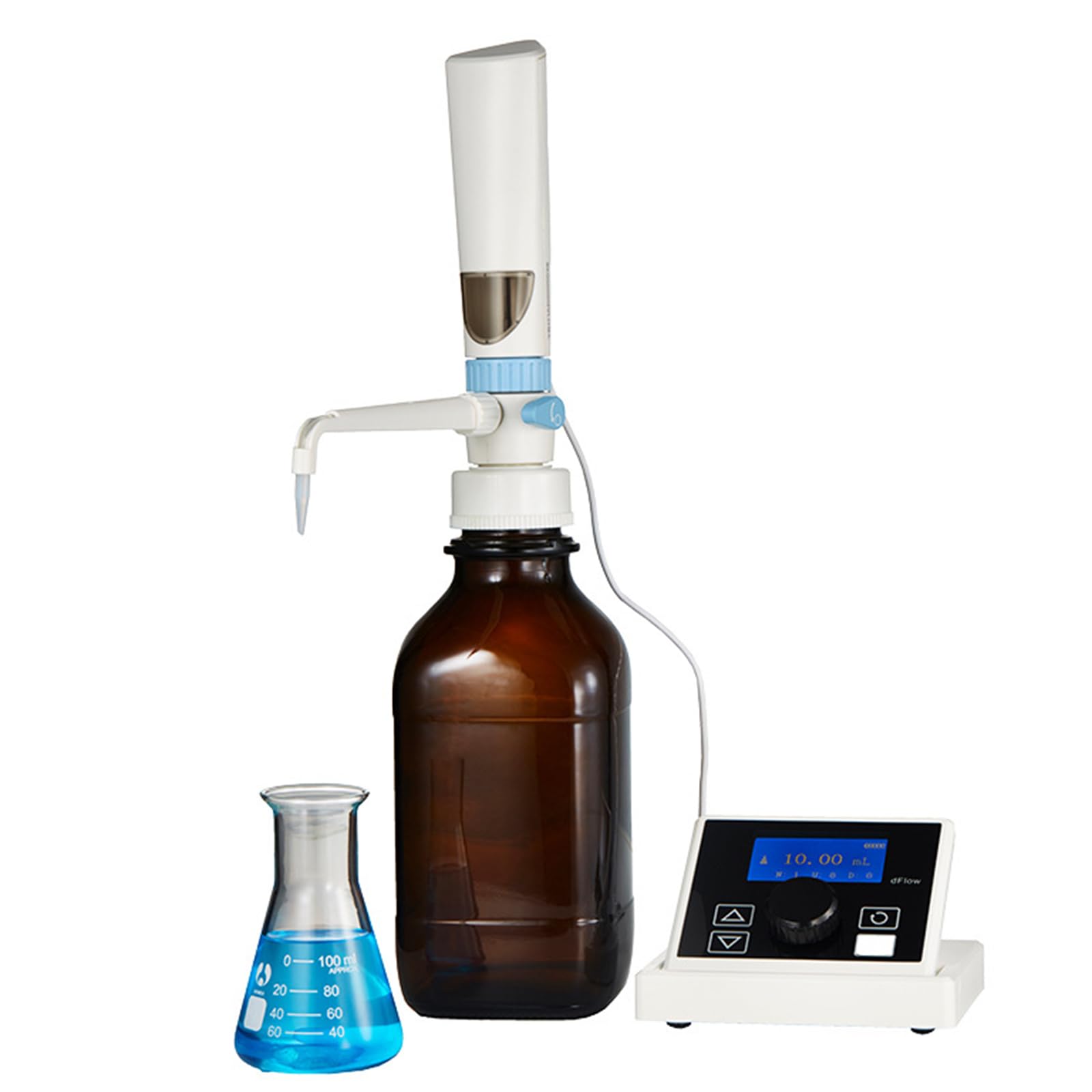 Digitale Flaschenaufsatz-Bürette, Elektronischer Flüssigkeitsspender, Mit LCD-Bildschirm, Bereich 0,01-99,99 Ml, Für Laborgenaue Reagenzienabgabe – Ohne Braune Reagenzienflasche