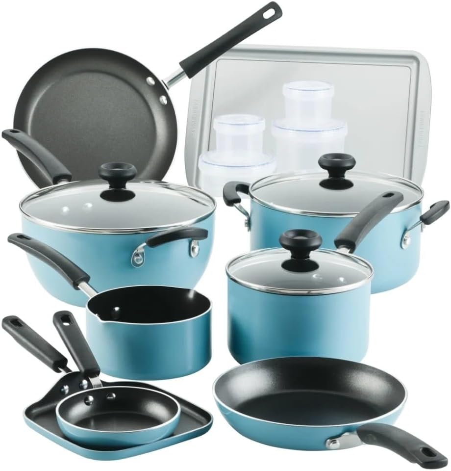 20 Pc Easy Clean Aluminum Nonstick Cookware Pots and Pans Set, Sets