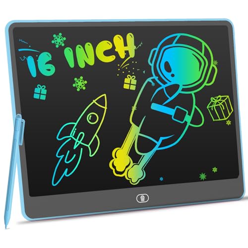 LEYAOYAO LCD Schreibtafel Spielzeug für Kinder,16 Zoll Farbenfrohes Zeichentablett, Bunte Kritzeleien, Geschenke für 3-8 Jährige Mädchen Jungen (Blau)