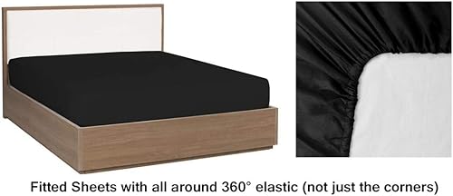 Miniatura 2 de Sábana bajera ajustable de 100 % algodón egipcio, suave y elástico, tejido satinado, 600 hilos, 1 sábana bajera ajustable de tamaño King, color rojo