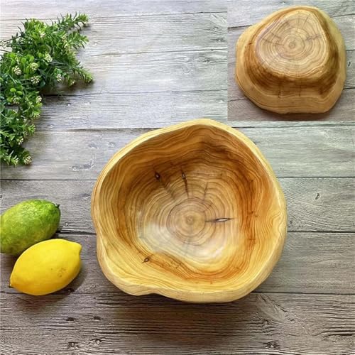 MIATTCLD Obstschale aus Natur Holz, Natur Holzschale SalatSchüssel, Handgemachte Dekoschale Unregelmäßige Kreative Obst Servierschüssel Dekoschale für Obst Salate Snack Schlüssel Dekor (25—29cm)
