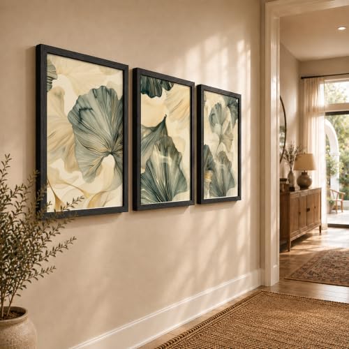 Image of NoWorries Modern Portrait Art & London Floral Wall Frames Paintings | Chelsea & Covent Garden Botanical 300 GSM Premium Prints | Stylish Home Decor for Living Room, Office & Bedroom | Synthetic Wooden Wall Art Frames (Set of-3) (BLACK, ART-12, 21X31INCHES)