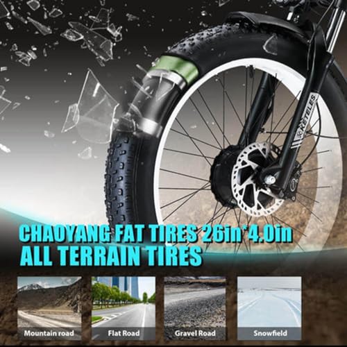 Kinsella K800 dual motor 26-inch fat tire mountain electric bike has: 23AH lithium battery, 4 color options, 21 speeds, color display. - Image 6