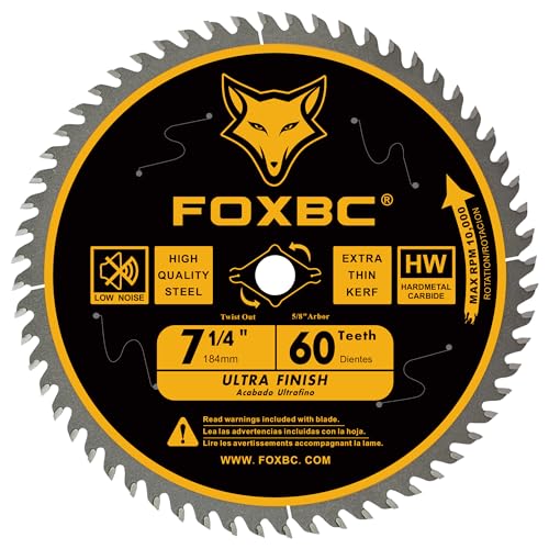 Image of FOXBC 7-1/4" Circular Saw Blade Ultra Fine Finish 60-Tooth, Replacement for Freud Diablo D0760A D0760X, DeWalt DWA171460 Circular Saw Blade
