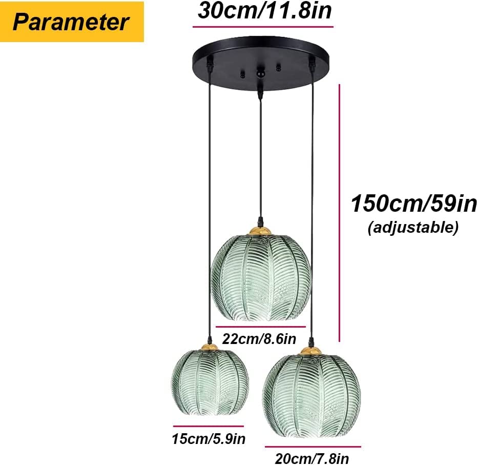 Lampe suspendue moderne en verre vert décorative forme citrouille - 2
