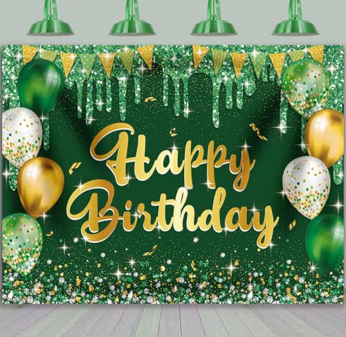 Toile de fond d'anniversaire verte et dorée pour grand studio photo