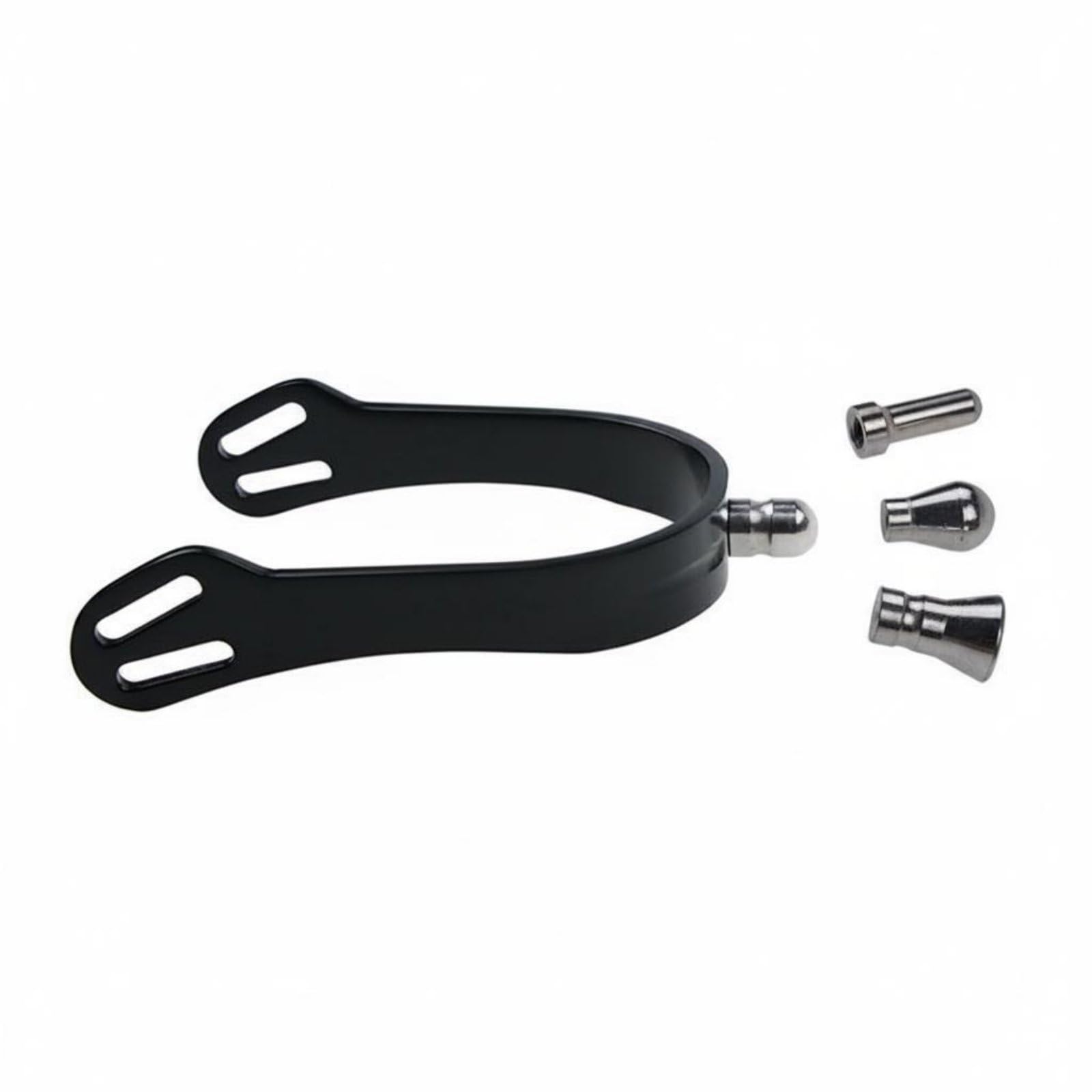 2 Pezzi Speroni da Equitazione con Punte Intercambiabili Cinturini Inclusi Sperone con Teste Intercambiabili Durevole Speroni in Lega di Alluminio, Nero