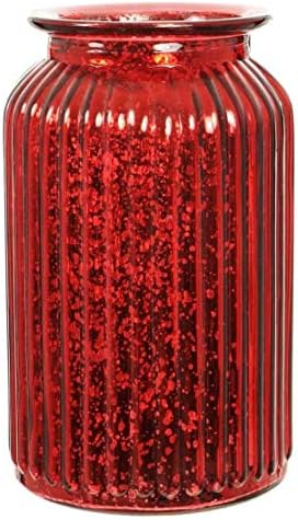 Angraves Splatter Red Ribbed Flower Vase Jar Home Decoration Decor Ornament (18.5cm)