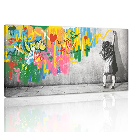 Graffiti Wall Art Banksy Style The Girl Painting on Canvas
