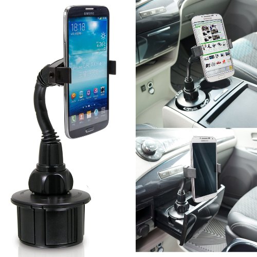 ChargerCity 8" Flexible Neck Car Vehicle Drinks Cup Holder Mount for Apple iPhone XR XS MAX X 8 7 Plus Samsung Galaxy S10 S9 S8 Note Droid Moto DROID (Holder can expand up to 3.5 inches)