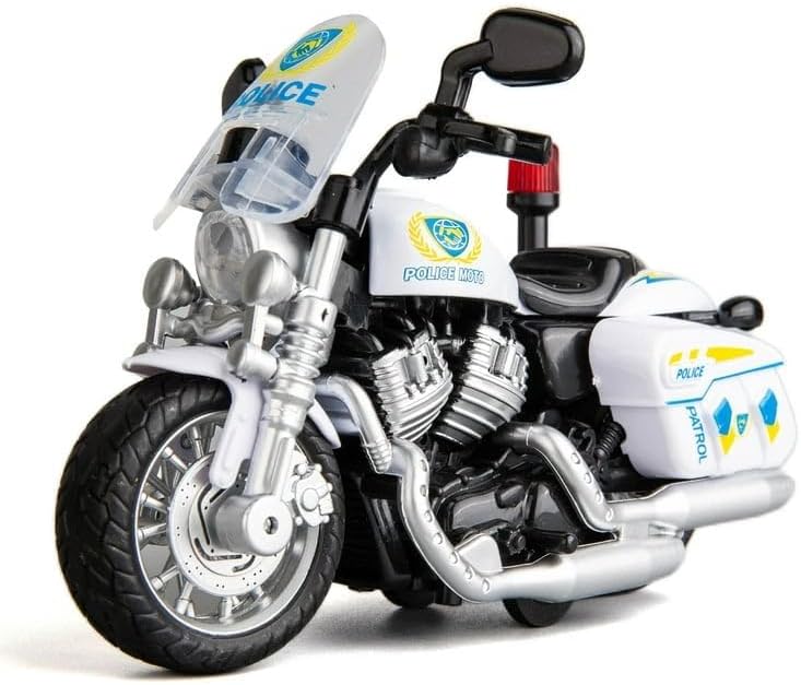 Police Motorcycle Toy - Pull Back | Motorcycle Toys, Tiny Gift with Music Lighting, Latte Motorcycles Toy for Kids Boys Age 3-8 Year Old [Multicolor] (Police Motorcycle-001-Multicolor)
