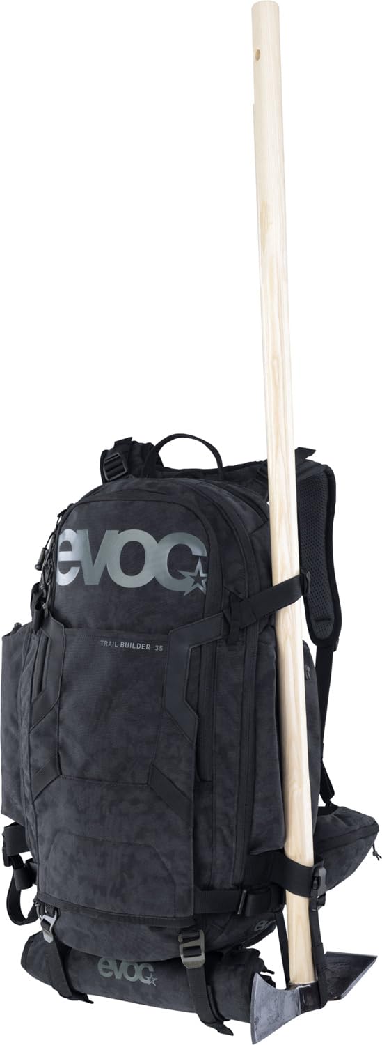 EVOC TRAIL BUILDER 35, zaino porta attrezzi (materiale Cordura, alette laterali extra larghe, spallacci imbottiti, inclusa copertura antipioggia, volume: 30l, dimensioni: 56 x 29 x 18 cm), Nero
