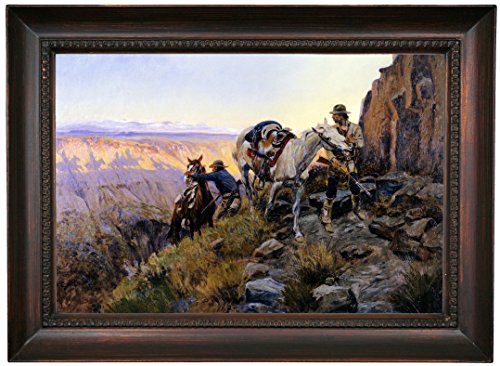 Historic Art Gallery When Shadows Hint Death by Charles M Russell Framed Canvas Print, 12