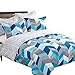 NTBAY 5 Pieces Reversible Fashionable and Simple Geometric Pattern Printed Microfiber Duvet Cover Set with Hidden Zipper, Soft & Breathable (Queen,Blue)