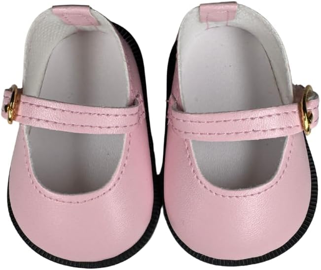 18" American Doll Shoes- Mary Jane Matte Black, Red, White, Pink, Shiny Black Shoe (18" Doll, Matte Black)
