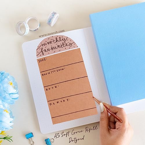 Image of NEORAH -A5 Dotgrid Notebook SOFT COVER |Organiser REFILL|Dotted notebook Journal | 110 GSM | 160 pages (Size 21 cm x 14.8 cm)Planner Journaling Writing Note Taking Diary,Travellers Journal-LIGHT BLUE