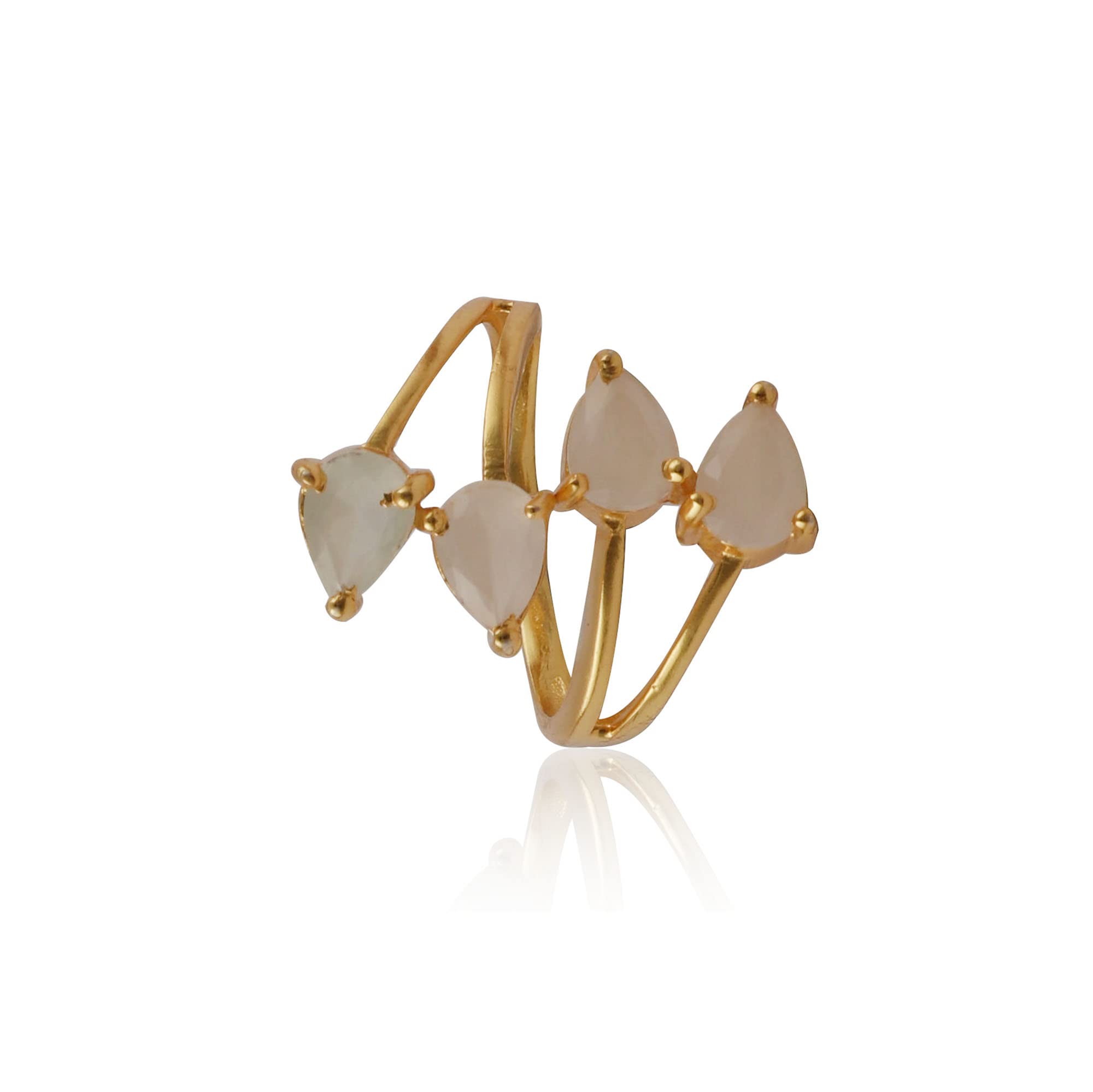 El Joyero Double Band Wholesale White Moonstone Prong Sett Jewelry | Gemstone Pear Shape Handmade Ring | Brass Adjustable Gold Plated Ring | Gift For Womens | 1804 5F (B09W9FQCX2) Amazon Price History, Amazon Price Tracker