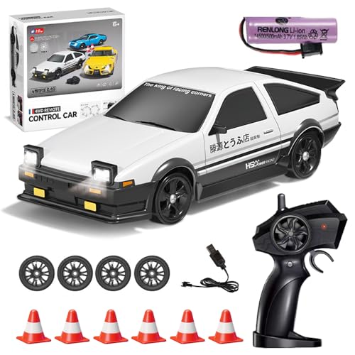 HIULLEN Remote Control Car, 1:24 RC Drift Car, 30km/h 4WD Auto Telecomandata con Luce LED, 2.4GHz Auto Telecomandata Bambino on Luce LED Giocattoli Giochi Regalo Compleanno per Bambini Adulti