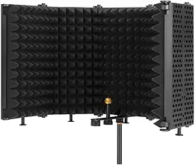 Painel Isolamento Acústico Byrf5p para Microfone Preto Ideal para Gravações Profissionais em Estúdio Redução de Ruído Ambiente Compatível com Diversos Microfones MPOWER