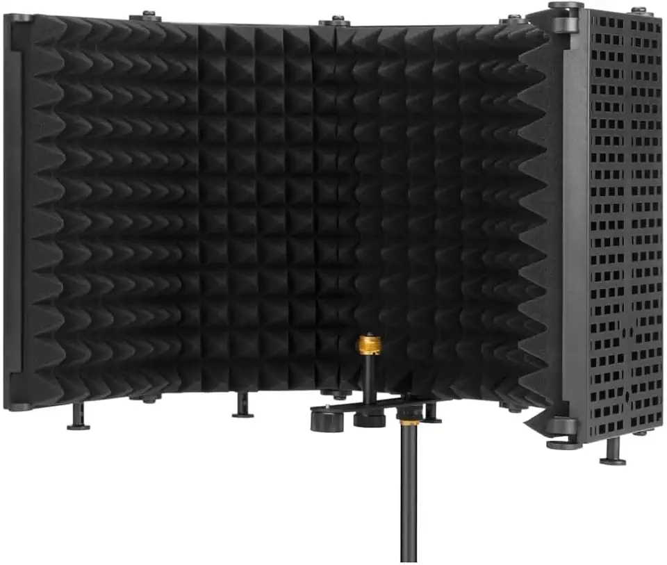 Painel Isolamento Acústico Byrf5p para Microfone Preto Ideal para Gravações Profissionais em Estúdio Redução de Ruído Ambiente Compatível com Diversos Microfones MPOWER