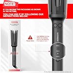 LA MAESII Automatic Rotating Curling Iron, 1 Inch Hair Curler with 3 Temps Fast Heating, 2-Way Rotating Curling Wand, Ceramic Coating, Ionic, Anti-Scald & Tangle, Dual Voltage Auto Shut-Off for Hair Styling (Gray)