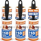 Lint Roller, 660 Sheets with 3 Handles, Pet Hair Remover for Laundry and Clothes, Extra Sticky Lint Rollers for Pet Hair, Dog & Cat Hair Removal Tool, Reusable Lint Brush for Furniture, Car, Wardrobe