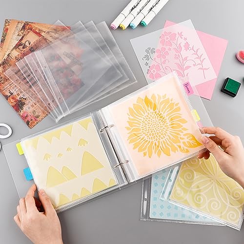 Image of Cookie Stencil Storage Binder for Storage 6 inchx6 inch Stencils Die Cuts & Stamp Storage Folder Baking Stencil Organizer Scrapbooking Cutting Dies Stencil Storage Book Collections Case Organizer