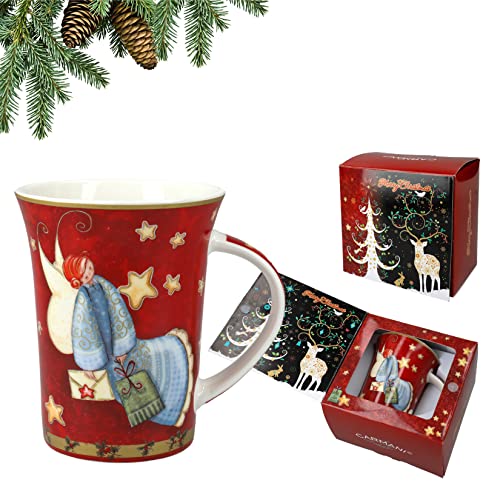 Carmani - Tasse de Noël, tasse festive pour thé, café, chocolat chaud décorée avec thème de Noël, 350 ml