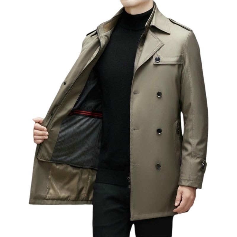 Gabardina acolchada para hombre de invierno con solapas elegantes 3