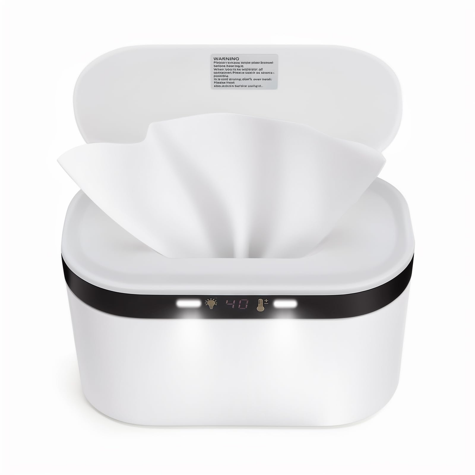 Baby Wipes Warmer, MYPIN Wet Wipe Warmer for Babies, Wet Wipes Dispenser Box with Night Light, Fast & Even Heating, 5 Levels of Temperature Adjustment, Temperature Display for Home Car Large Capacity