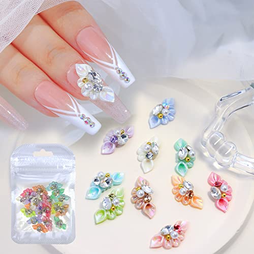 20 Pcs 3D Nail Charms Flower Nail Art Charms Pearl Petals Nail Gems And Rhinestones Handmade By Acrylic Nail Decorations Accessories For Women Girls Nail Diy Crafting Supplie #TOP4