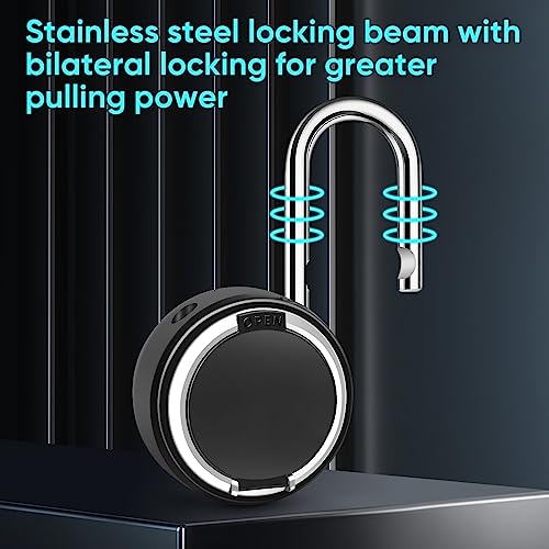 Image of Fingerprint Padlock with Case, Smart Keyless Bluetooth Lock APP /Fingerprint Unlock Anti-Theft Padlock Door Luggage Case Lock for Android iOS Suitable for Gym, Backpack, School, etc, Type-c Charging