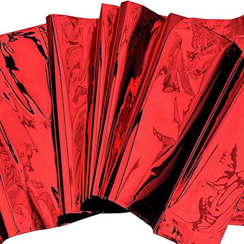 Image of Crackles Red Rectangular Shiny Metallic Tinsel Foil Solid Color Reusable Table Cover 1.37mX1.83m for Indoor Outdoor Party Birthday,Wedding,Thanksgiving,Christmas,Buffet Parties,Camping