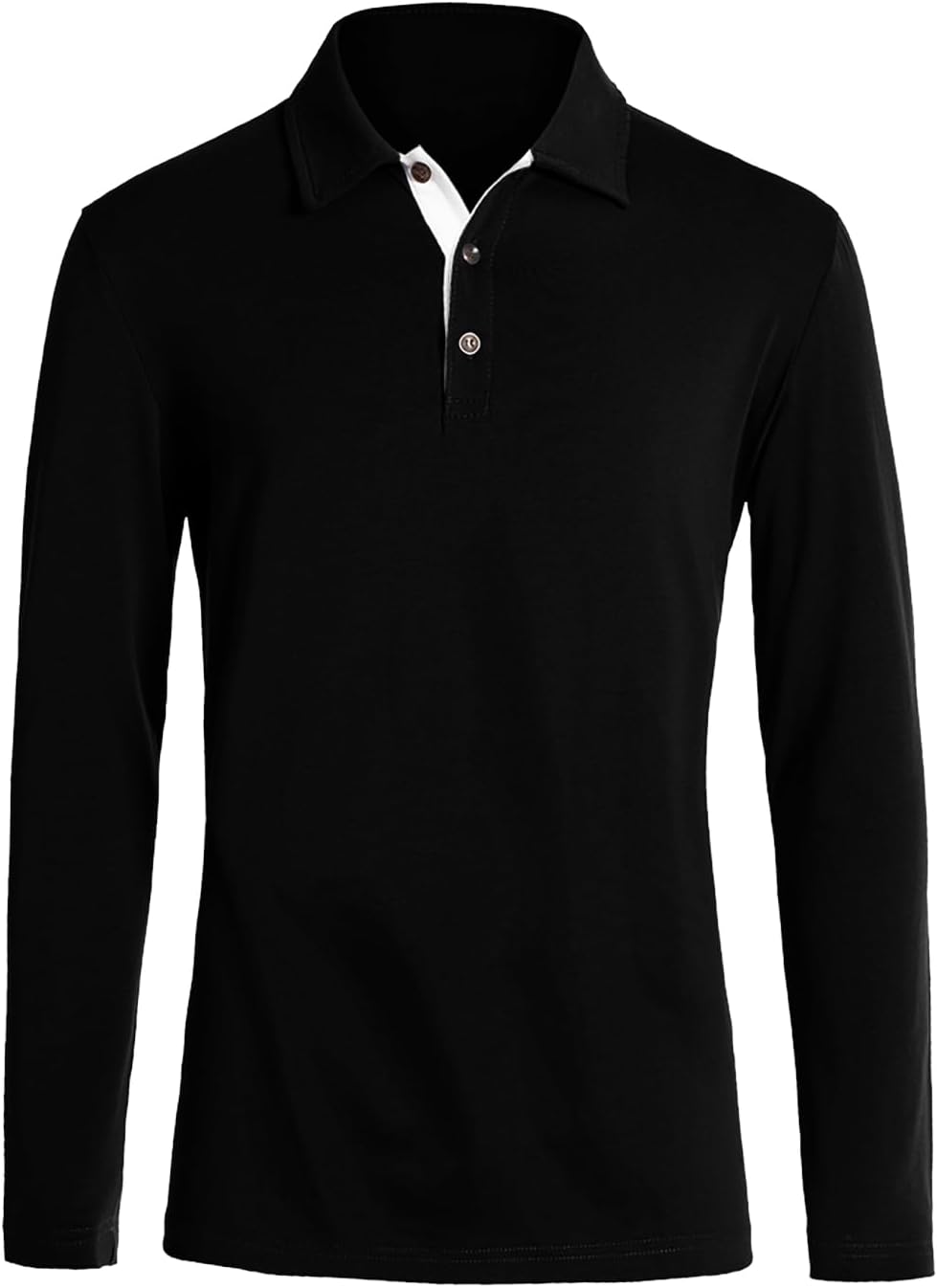 KUYIGO Men's Long Sleeve Polo Shirts Casual Slim Fit Basic Designed Cotton Shirt Tops - Image 4