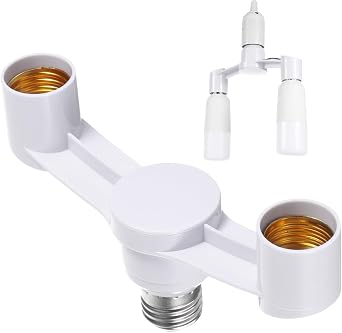 NUOBESTY E27 Light Socket Splitter Adapter Double Heads Branch Converter for Led Bulbs with Fireproof Pbt Material 7.08X3.93X1.18In for Home Office Workshop