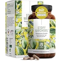 Stoffwechsel Kapseln Diät Unterstützung - Hochdosiert mit Grünem Tee, Forskohlii, Cholin, Spargel, Bittermelone, Garcinia Cambogia & Chrom - 120 Stoffwechsel Kapseln vegan von NATURTREU®